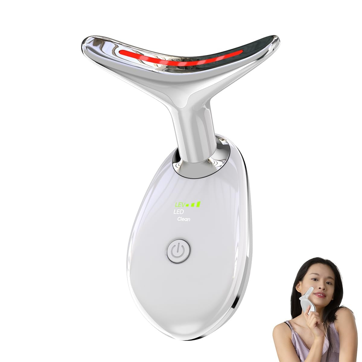 Masajeador facial última generación. Dispositivo de apriete de luz roja antiarrugas. Ligero, caliente y vibración.